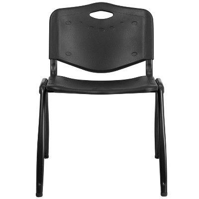 Black Powder-Coated Metal Stacking Office Chair