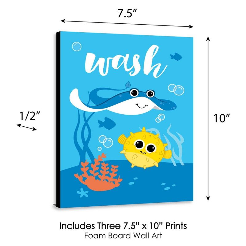 Big Dot of Happiness Under the Sea Critters - Kids Bathroom Rules Wall Art - 7.5 x 10 inches - Set of 3 Signs - Wash, Brush, Flush, 6 of 9