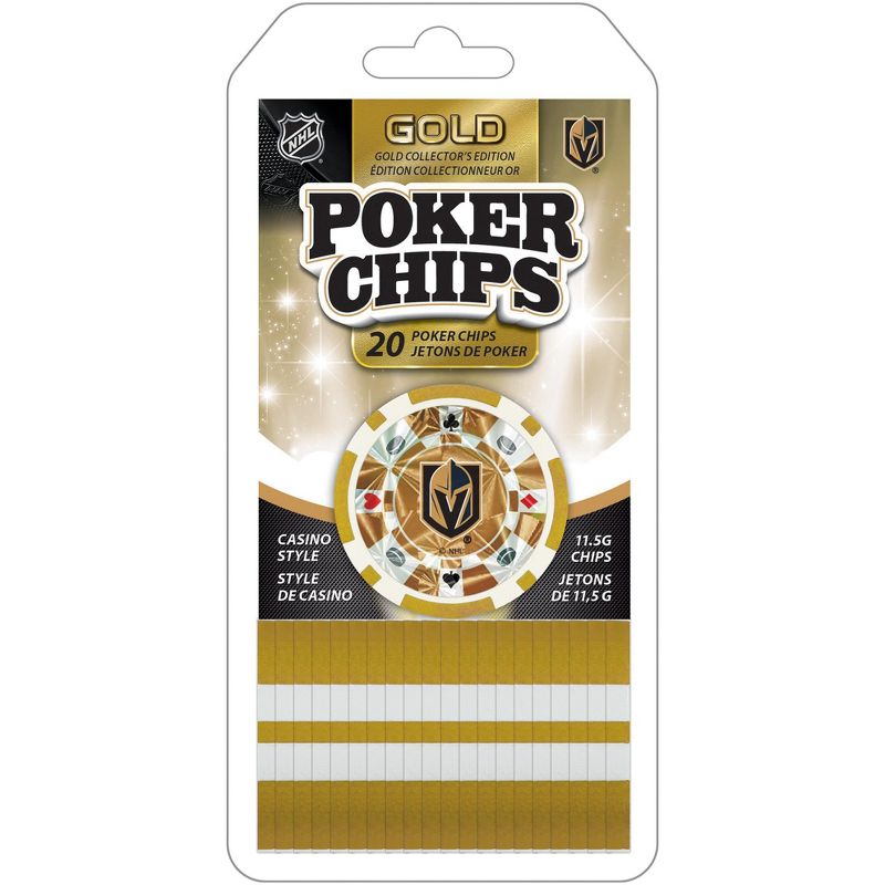 MasterPieces Casino Style 20 Piece 11.5 Gram Poker Chip Set NHL Las Vegas Golden Knights Gold Edition, 1 of 4