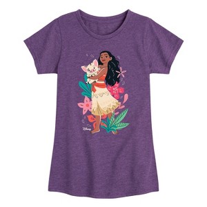 Girls' - Disney Princess - Moana and Pua Fitted Short Sleeve Graphic T-Shirt - 1 of 4