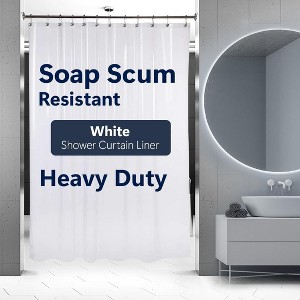 Epica Heavy-Duty Vinyl Shower Curtain Liner 72"x72" White, Waterproof Mildew-Resistant & Durable - 1 of 4