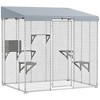 PawHut Large Catio Outdoor Cat Enclosure, Galvanized Steel Outdoor Cat House with 420D Waterproof Canopy for 1-3 Large Cat, Walk-in Cat Cage, Silver - 4 of 4