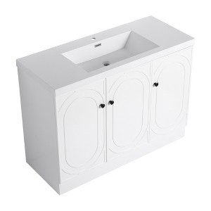 SEVOBAL Bathroom Vanities Freestanding Vanity 48 Inch with Resin Sink and Soft Close Doors for Bathroom, White, 47.3"*19.7"*35.4" - 1 of 4