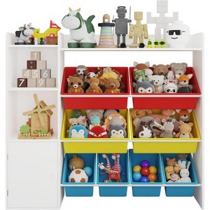 Kids Toy Storage Organizer with 8 Removable Bins and Bookshelf, Large Toy Box for Study Room, Bedroom, Kids Room, Classroom & Nursery - 1 of 4