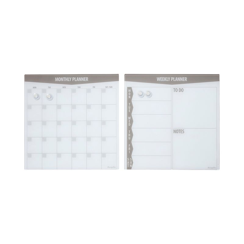 ECR4Kids MessageStor 17.5in x 17.5in Magnetic Dry-Erase Calendar Glass Boards and 4 Magnets, 2-Pk, 1 of 10