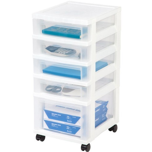 Iris Usa 5 Drawer Clear Plastic Drawer Cart Rolling Storage, White : Target