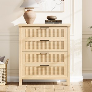 35.4" Tall Chest of Dressers for Closet, 4 Fluted Drawers with Metal Handle, Large Clothes Storage Cabinet for Bedroom, Living Room - 1 of 4