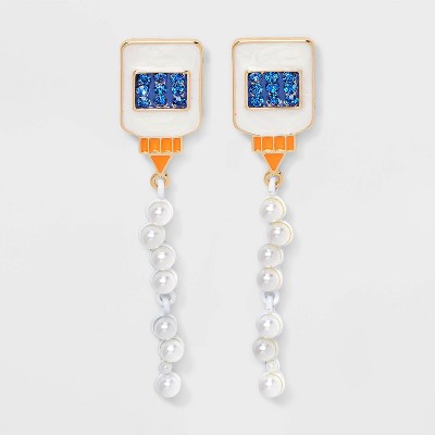 Teacher Glue Bottle with Pearls Stud Earrings - Multicolor
