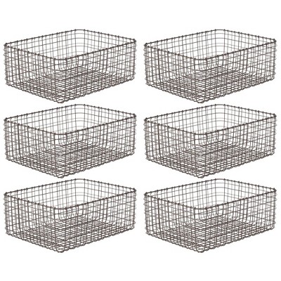 mDesign Metal Wire Food Organizer Storage Bins, 6 Pack