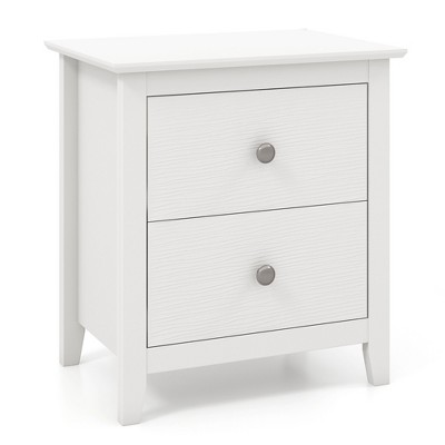 Tangkula Modern Nightstand with Storage 2 Drawers & Support Legs for Bedroom White