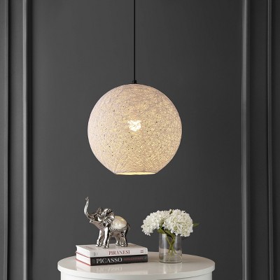 Lacey 16" White Bohemian Globe LED Pendant Light