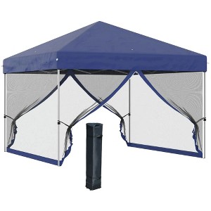 Resenkos Patio Garden Pergola, Pergola Canopy,10' x 10' Pop Up Canopy Tent, Tents for Parties with Wheeled Carry Bag, Blue Dark Blue - 1 of 4
