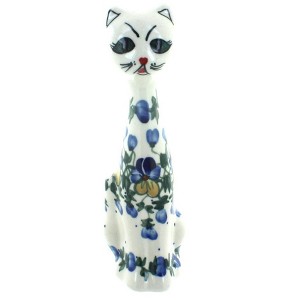 Blue Rose Polish Pottery 40B WR Unikat Small Cat - 1 of 1