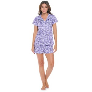 Casual Nights Women's Rayon Printed Short Sleeve Capri Pajama Set - 1 of 4