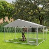 Okak Outdoor Dog Kennel with Waterproof and UV-Protection Cover, Large Dog Crate with Safety Lock and Swivel Feeder, Dog Cage for Large Dog, Silver - 3 of 4