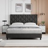 Full Bed Frame with Adjustable Headboard Upholstered Bed Frame Platform Linen Fabric Headboard, Wood Slats, No Box Spring Needed, Grey - image 2 of 4