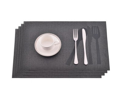 Unique Bargains Heat Resistant Non-Skid Removable Woven PVC Placemat 18 x 12 Beige 6 Pcs