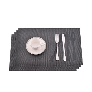Knife & Fork Jacquard 12" x 18" In. PVC Fiber Woven Non-Slip Washable Placemat Set of 4 - 1 of 3