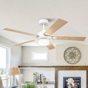 Parrot Uncle 52" Modern LED Ceiling Fans with Lights and Remote Reversible Fan for Bedroom Living Room - 1 of 4