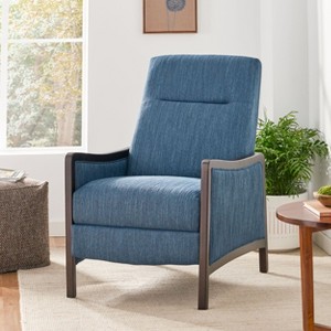 Sapphtopaz Modern Accent Chair Mid-Century Armchair Upholstered Push-Back Recliner Chair with Wood Frame Comfy Chair for Bedroom, Living Room - 1 of 4