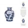 Sagebrook Home Blue and White Ceramic Vase - Contemporary 9" Floral Chinoiserie Vase for Home or Office Decor - 4 of 4
