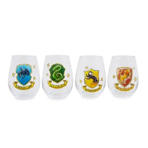 Silver Buffalo Harry Potter Hogwarts House Crests 12-Ounce Stemless Wine Glasses | Set of 4 - 1 of 4
