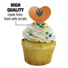 NCAA Mercer University Primary Logo Heart Love Cupcake Picks Toppers Decoration Set of 6 - 3 of 4