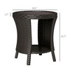 Resenkos Patio Coffee Tables,Patio Tables,18" PE Rattan Patio Side Table with 2-Tier Storage, Composite Wood Top, - 3 of 4