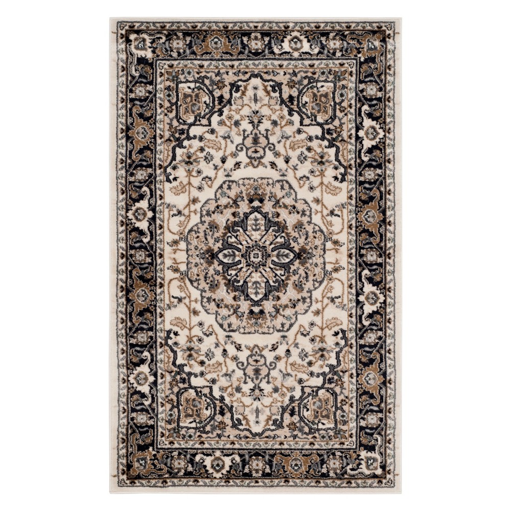 3'3inx5'3in Medallion Loomed Accent Rug Cream/Navy - Safavieh