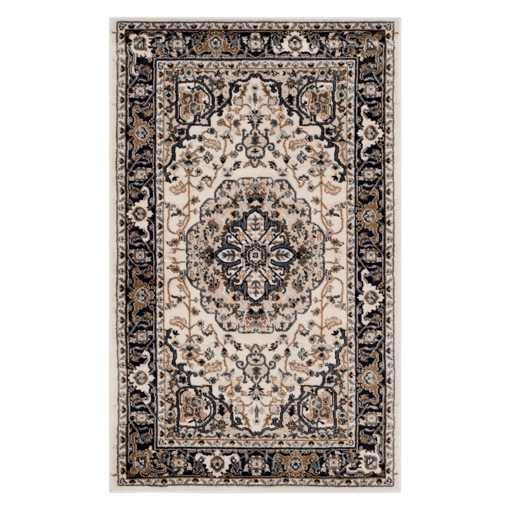 4'x6' Medallion Loomed Area Rug Cream/Navy - Safavieh