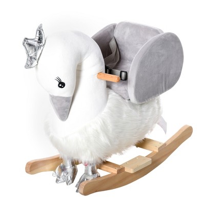 VYNXARIA Elegant White Swan Plush Rocker: A Graceful Toy for Your Baby's Delight