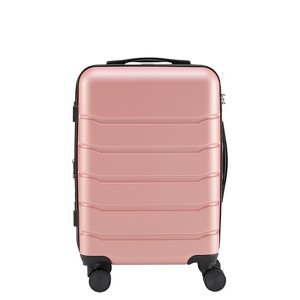 FURNIinspire Luggage Hardside Checked Spinner Suitcase, 20 Inch Travel Suitcase Rolling Luggage With TSA Lock, Pink, 9.45"*14.96"*22.4" - 1 of 4