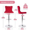 Red two sets of velvet bar stools, swivel bar height stools, adjustable bar chairs - 3 of 4