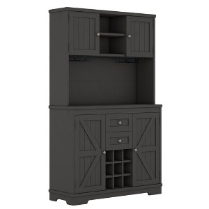 TiramisuBest 72" Freestanding Kitchen Pantry Cabinet with 3 Drawers&6 Adjustable Door Shelves for Bathroom/Dining Room/Office/Entryway (Black) - 1 of 4