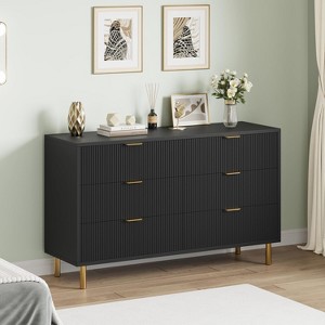 Garvee Modern 6 Drawer Dresser with Gold Handle and Large Drawer, Wood Double Chest of Drawers and Storage Organizer for Bedroom,Living Room - 1 of 4