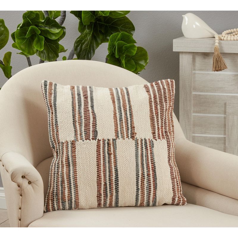 Saro Lifestyle Chindi Stripe  Decorative Pillow Cover, Multi, 20", 3 of 4