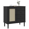 vidaXL Sideboard SENJA Rattan Look Black 31.5 in.x15.7 in.x31.5 in. Solid Wood Pine - 3 of 4