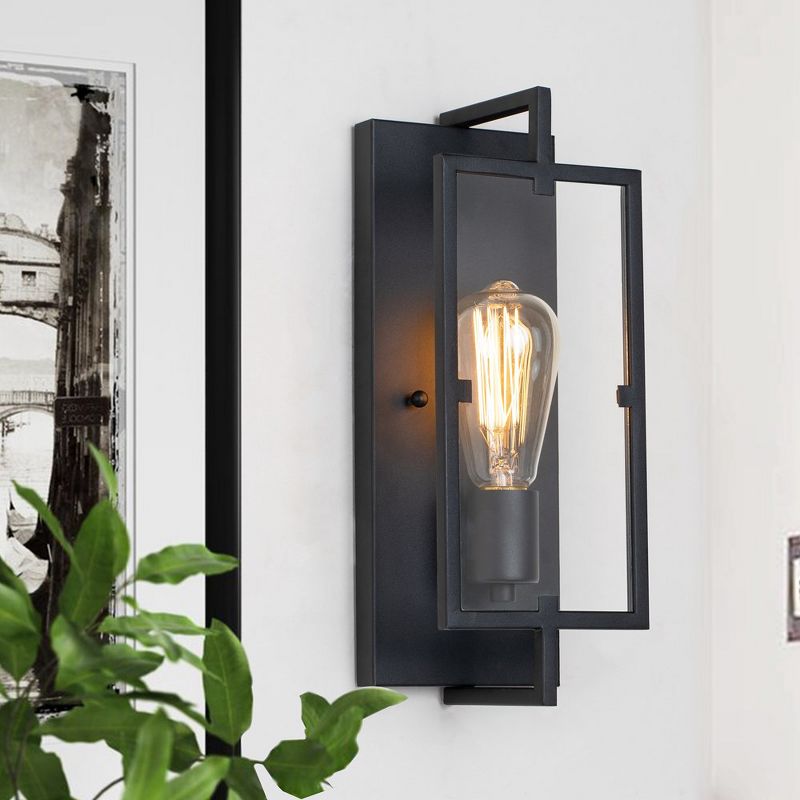 C Cattleya 1-Light Incandescent Rectangle Indoor Wall Sconce with Matte Black Finish, 2 of 7