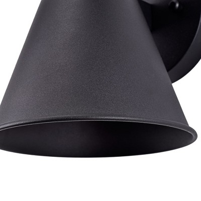 Modern Dual-Cone Black Outdoor Wall Sconce with Motion Sensor