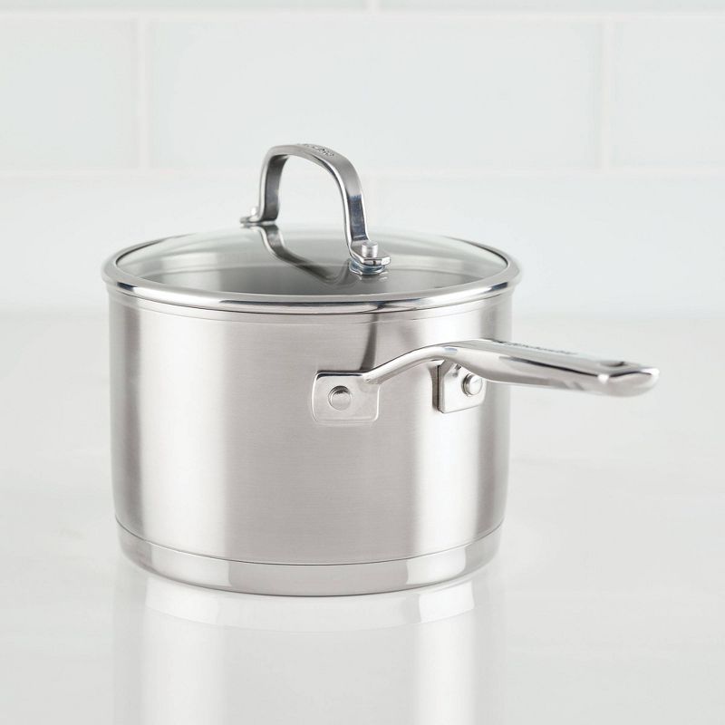 KitchenAid 3qt 3-Ply Blas&#233; Stainless Steel Induction Saucepan with Lid Silver, 4 of 11