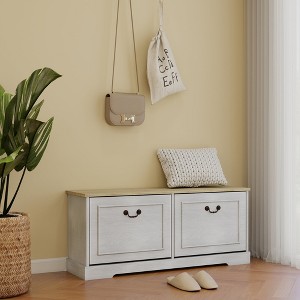 Hrinhom 41.3" W  Shoe Storage Bench with Drawers and Adjustable Shelf for Entryway - 1 of 4