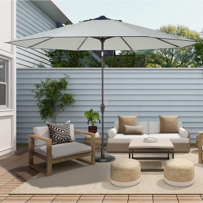 CAVINAS 9 FT Portable Beach Umbrella Aluminum Patio Table Umbrella Shade for Outdoor Patio (Base Sold Separately), Beige+Blue