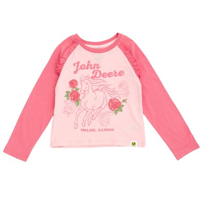 John Deere Farm Tractor Girls Long Sleeve T-Shirt Toddler
