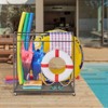 Pool Towel Rack Outdoor, 5 Bar Pool Towel Stand with Rattan Base, Towel Rack Freestanding for Poolside, Patio, Bathroom with Compartment - 2 of 4