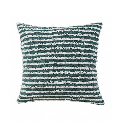 HomeRoots 20" X 20" Green And Cream 100% Cotton Striped Zippered Pillow