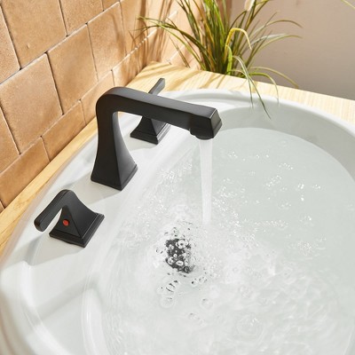 Matte Black Widespread Double Handle Bathroom Faucet with Pop-Up Drain