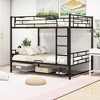 Full Over Full Metal Bunk Bed with Shelf and Guardrails - 2 of 4