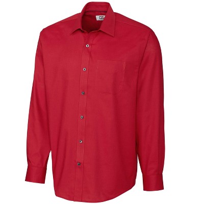 Red long sleeve hot sale button up shirt