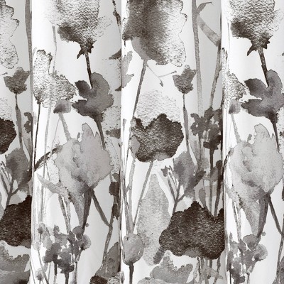 Zuri Flora White and Black Polyester Shower Curtain, 72" x 72"