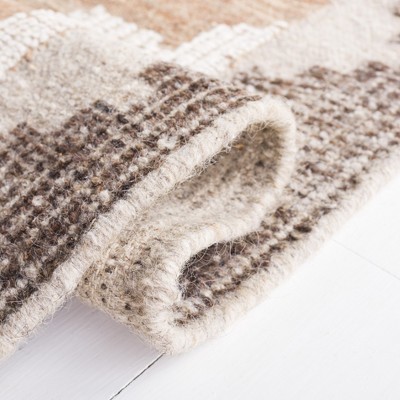 Bohemian Brown/Charcoal Hand-Knotted Wool Square Rug - 5' x 8'